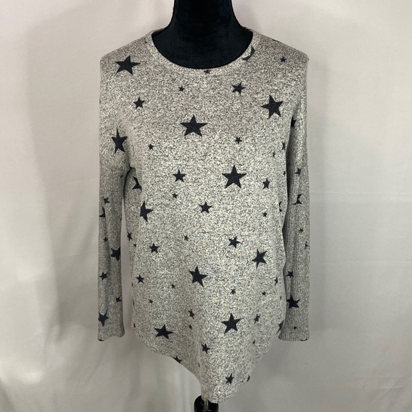 Buffalo David Bitton Gray Sweater with Star Detail with Ribbed Sleeves - Picture 2 of 6